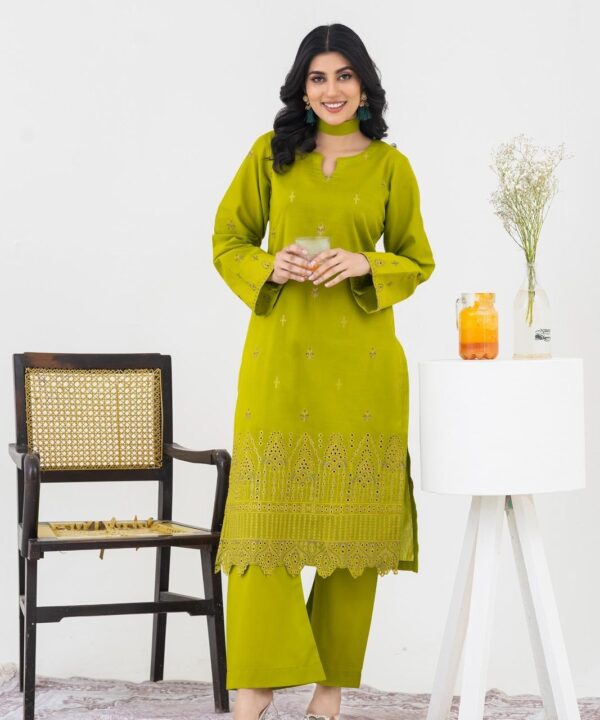 Cross Stich 2-Piece Un-Stiched Suit