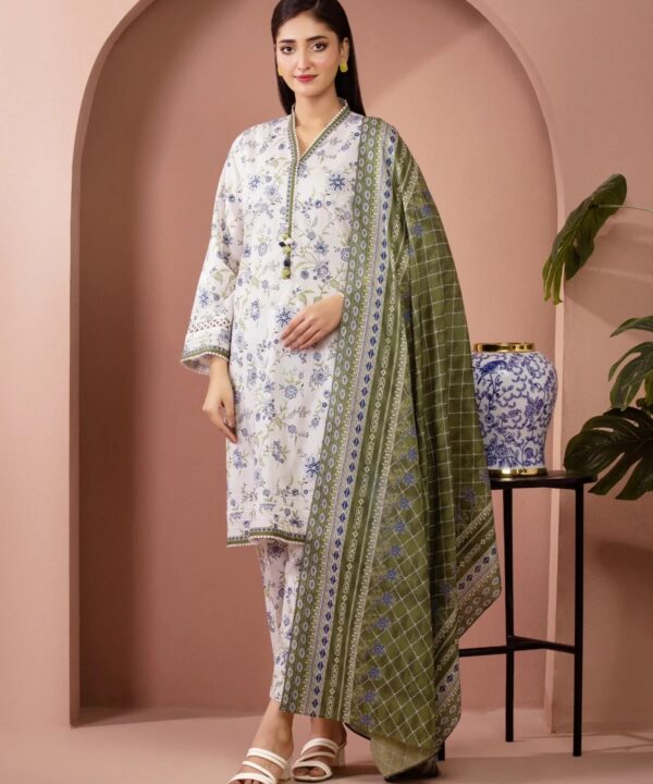 Edenrobe Digital Lawn 3-Piece Un-Stiched