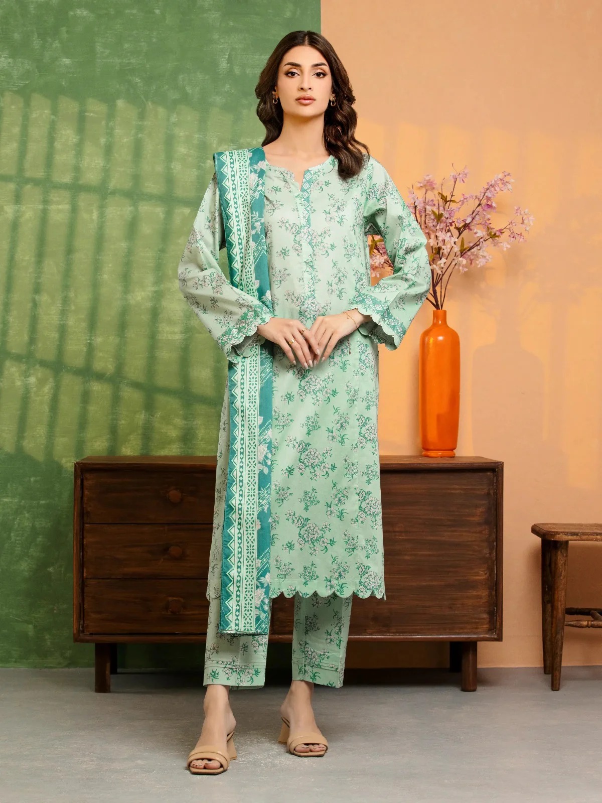 Edenrobe Digital Lawn 3-Piece Un-Stiched