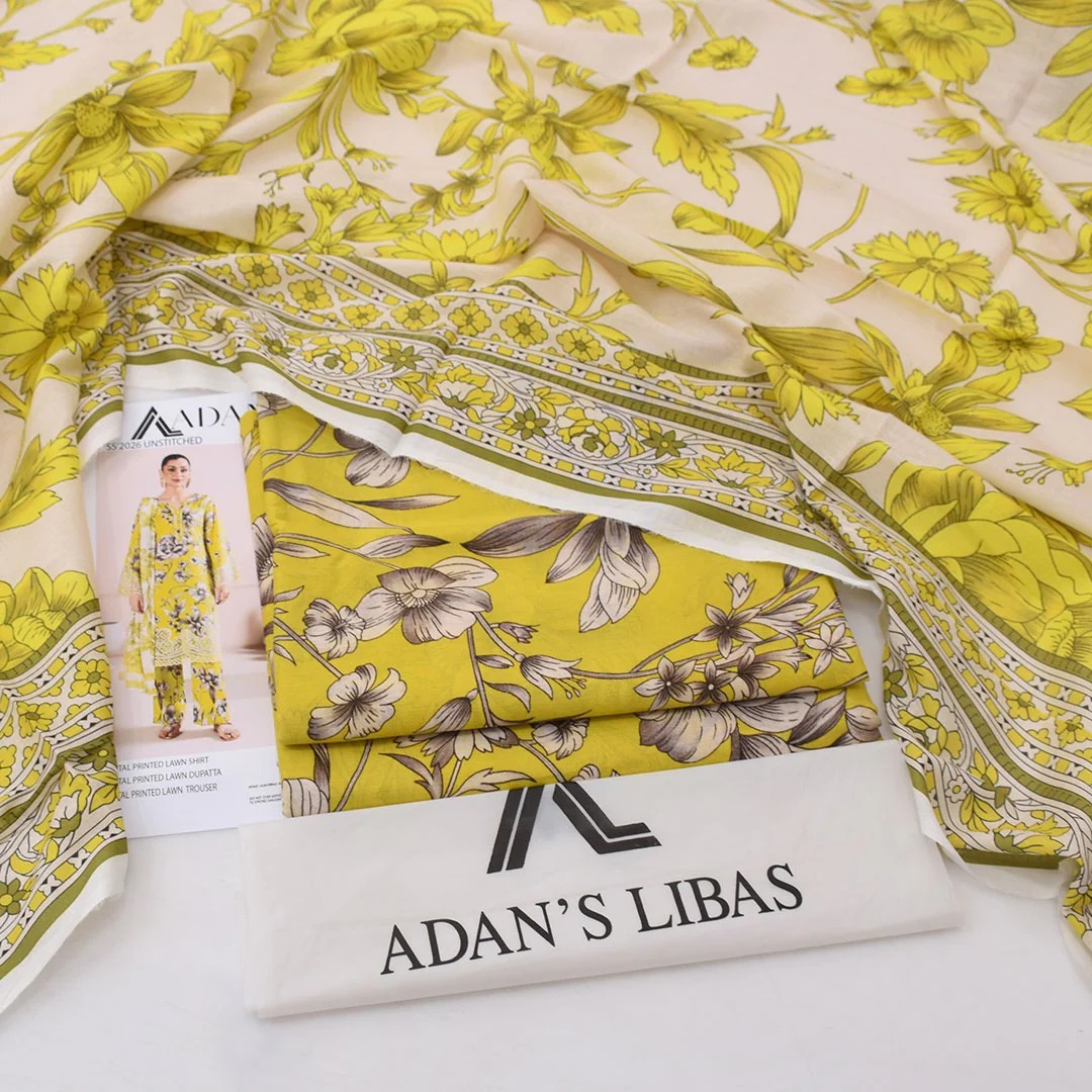 Adan's Libas Digital Lawn 3-Piece Un-Stiched - Image 3